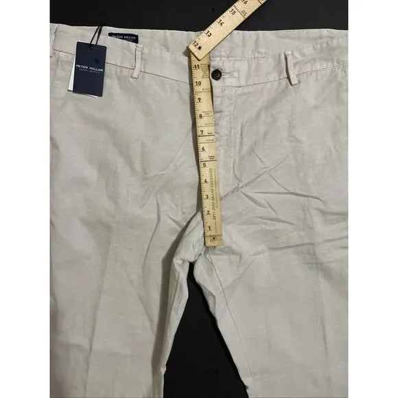 Peter Millar Crown‎ Crafted Somerset Pants Men's Stone Cotton Linen Blend Sz 42